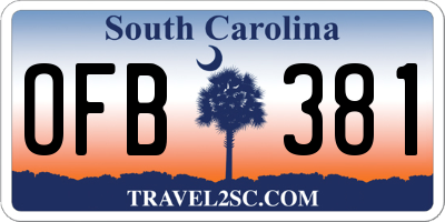 SC license plate OFB381