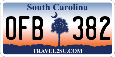 SC license plate OFB382