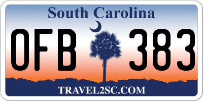 SC license plate OFB383