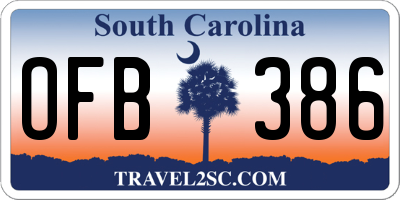 SC license plate OFB386