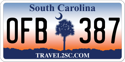 SC license plate OFB387