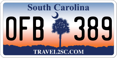 SC license plate OFB389