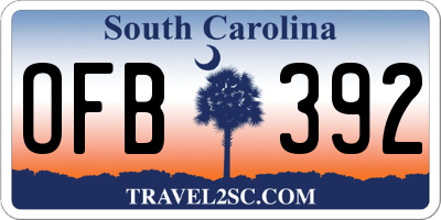 SC license plate OFB392