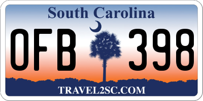 SC license plate OFB398