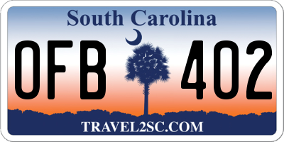 SC license plate OFB402