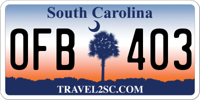 SC license plate OFB403