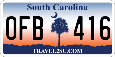 SC license plate OFB416