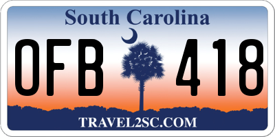 SC license plate OFB418