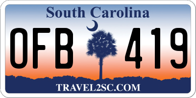 SC license plate OFB419