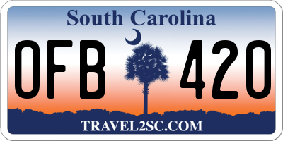 SC license plate OFB420