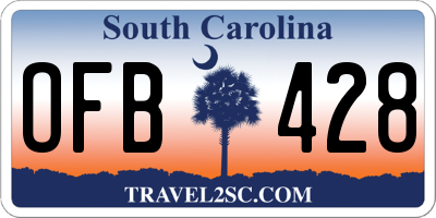 SC license plate OFB428