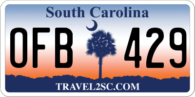 SC license plate OFB429