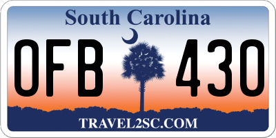 SC license plate OFB430