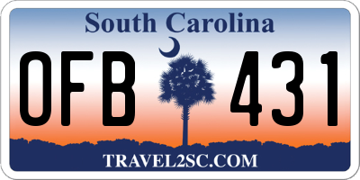 SC license plate OFB431