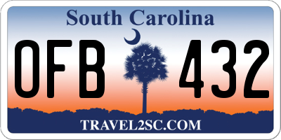 SC license plate OFB432