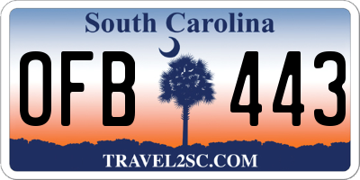 SC license plate OFB443