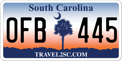 SC license plate OFB445