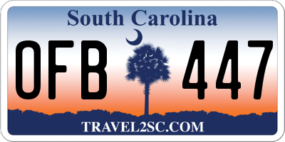 SC license plate OFB447
