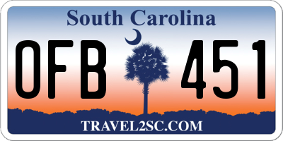 SC license plate OFB451