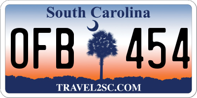 SC license plate OFB454