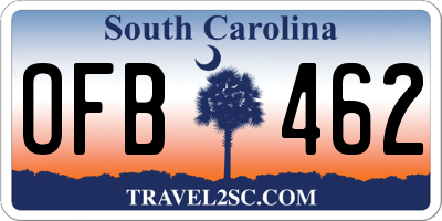 SC license plate OFB462