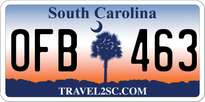 SC license plate OFB463