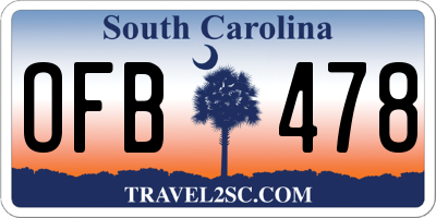 SC license plate OFB478