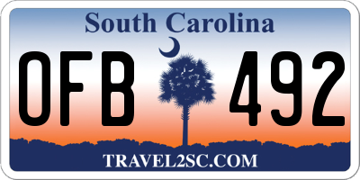SC license plate OFB492