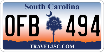 SC license plate OFB494