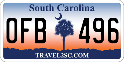 SC license plate OFB496