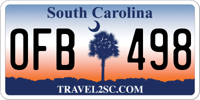SC license plate OFB498