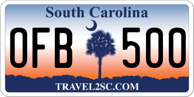 SC license plate OFB500