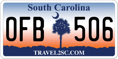 SC license plate OFB506