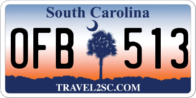 SC license plate OFB513