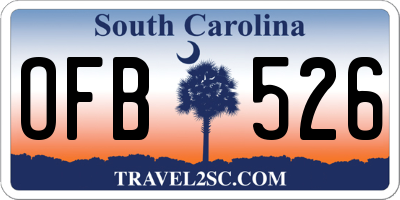 SC license plate OFB526