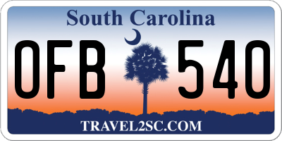 SC license plate OFB540