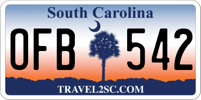 SC license plate OFB542