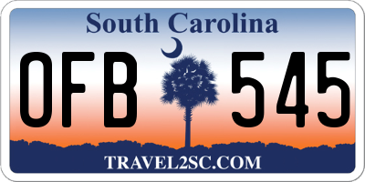 SC license plate OFB545