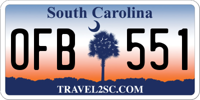 SC license plate OFB551
