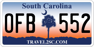 SC license plate OFB552