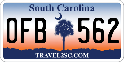 SC license plate OFB562