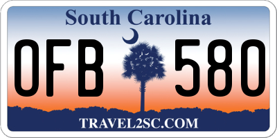 SC license plate OFB580