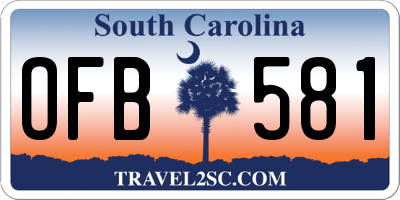 SC license plate OFB581