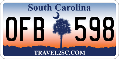 SC license plate OFB598
