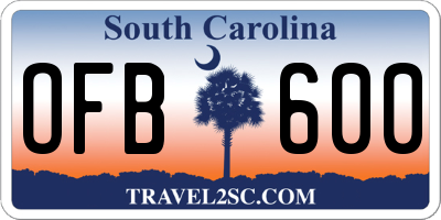 SC license plate OFB600