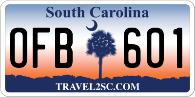SC license plate OFB601