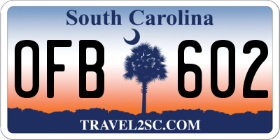 SC license plate OFB602