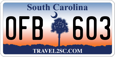 SC license plate OFB603
