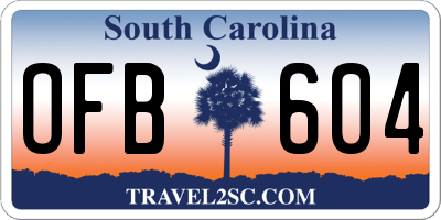 SC license plate OFB604