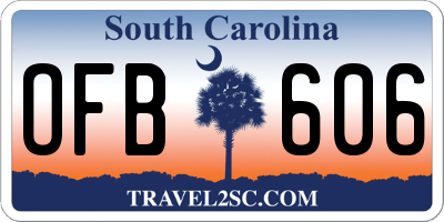 SC license plate OFB606
